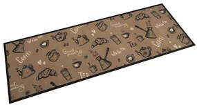 Tapete cozinha lavável 60x180 cm veludo padrão morning castanho
