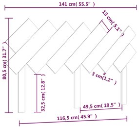 Cabeceira de cama 141x3x80,5 cm pinho maciço cinzento