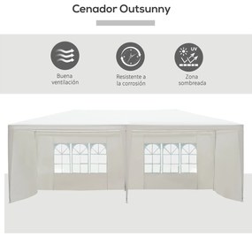 Outsunny Tenda para Festas 5,83x2,95x5,55m com 4 Paredes Laterais e 2 Janelas Tenda de Exterior com Estrutura de Aço para Festas Eventos Casamentos Branco