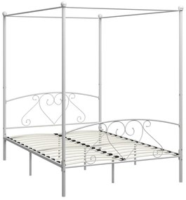 Estrutura de cama com dossel metal branco 140x200 cm