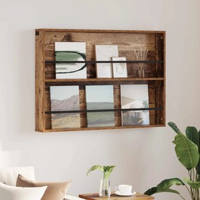 vidaXL Estante de Revistas Madeira antiga 100 x 12 x 70 cm
