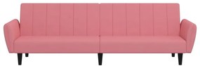 Sofá-cama de 2 lugares veludo rosa