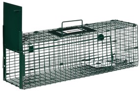 Outsunny Armadilha para Animais Vivos com Porta Gaiola de Captura com Alça de Transporte para Coelhos 60x18x20cm Verde Escuro | Aosom Portugal