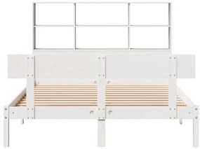 Cama com estante sem colchão 150x200 cm pinho maciço branco