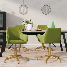 vidaXL Cadeiras de jantar giratórias 4 pcs veludo verde-claro