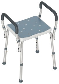 HOMCOM Banco de Duche com Altura Ajustável Banco de Duche de Alumínio Antiderrapante para Idosos 52x45x57-69 cm Azul | Aosom Portugal