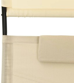 Espreguiçadeira dupla com toldo textilene cor creme
