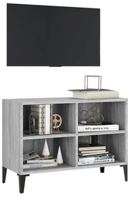 Móvel de TV com pernas de metal 69,5x30x50 cm cinzento sonoma