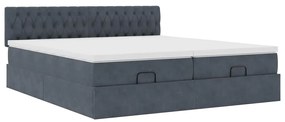 Estrutura cama otomana colchões 180x200 cm cinzento escuro