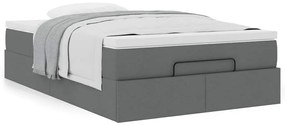 Estrutura de cama otomana com colchão cinza escuro tecido