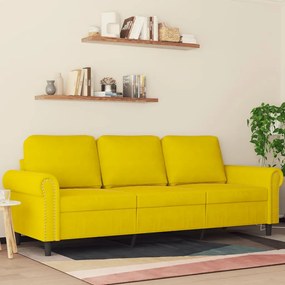 Sofá de 3 lugares 180 cm veludo amarelo