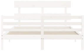 Estrutura de cama com cabeceira 160x200 cm madeira maciça
