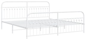 Estrutura de cama com cabeceira e pés 200x200 cm metal branco