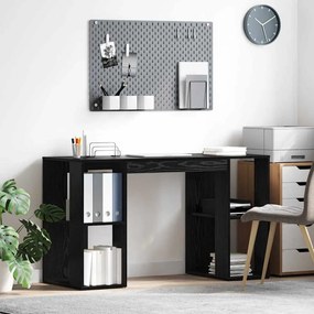 vidaXL Mesa com Armazenamento Carvalho Preto 130 x 50,5 x 75 cm