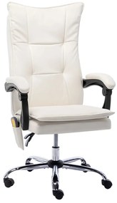 vidaXL Cadeira de escritório c/ função massagem couro artificial creme