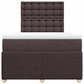 Cama boxspring com colchão 120x190 cm tecido castanho-escuro