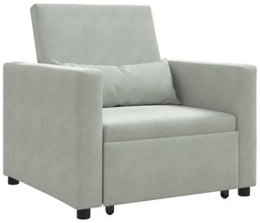 vidaXL Sofá-camas retrátil individual Cinzento-claro 90 x 165 x 87 cm