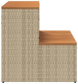 Degrau p/ hidromassagem 50x50x50,5 cm PE e acácia maciça bege