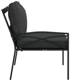 Cadeiras de jardim c/ almofadões cinzentos 2 pcs 62x75x79cm aço