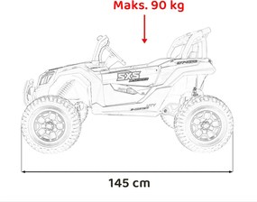 Buggy elétrico para Crianças 24V, 4x4, 4 motores 200W, UTV X3 Off-Road, Rodas de espuma EVA, 2x Assentos Couro ecológico Azul