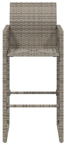 Bancos de bar para jardim 2 pcs vime PE cinzento