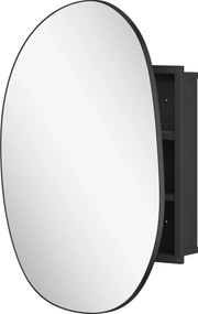 HOMCOM Armário de Banheiro com Espelho e Espaços para Objetos, Forma Irregular, Montagem na Parede, para Banheiro, Preto | Aosom Portugal