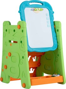 Cavalete Infantil 3 em 1 com Quadro de Dupla Face, 43 x 38,5 x 55,5 cm, Altura Regulável, Verde