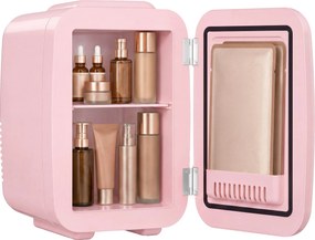 Mini-frigorífico portátil com função de refrigeração e aquecimento, 12 V/230 V, 4 L, 28 x 20,5 x 29,5 cm, rosa
