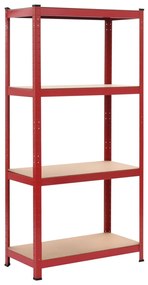 Prateleiras de arrumação 80x40x160 cm aço e MDF vermelho
