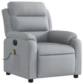 Poltrona de massagens reclinável elétrica tecido cinzento-claro