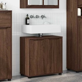 vidaXL Gabinete para lavatório de banheiro com porta Carvalho Marrom