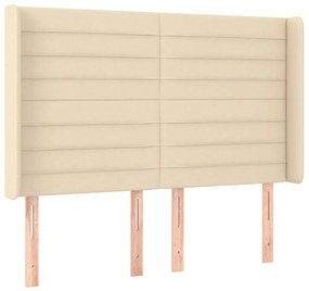 Cama box spring c/ colchão e LED 140x190 cm tecido cor creme