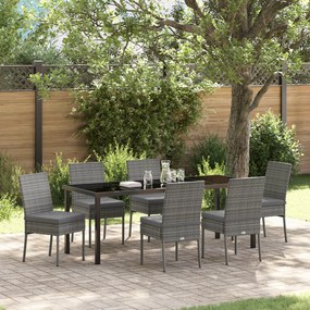 vidaXL Conjunto de Jantar de Jardim 7 Peças Cinza Rattan Sintético