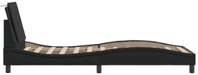 Estrutura de cama c/ luzes LED 90x190 cm couro artificial preto