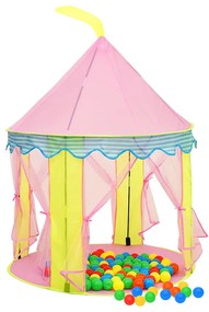 Tenda de brincar infantil com 250 bolas 100x100x127 cm rosa