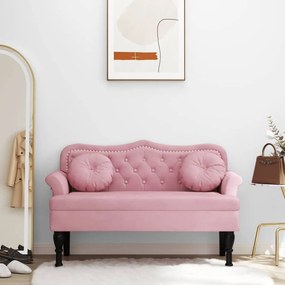 vidaXL Banco com almofadões 120,5x65x75 cm veludo rosa