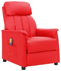 vidaXL Cadeira de massagens couro artificial vermelho