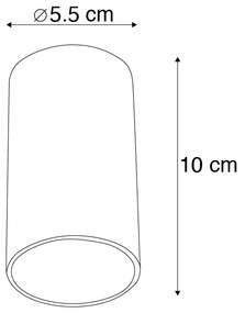 Conjunto de 4 focos de superfície modernos pretos 5,5cm GU10 50mm - Tuba