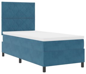 Cama Box com Colchão vidaXL Azul Escuro 90x200 cm Veludo
