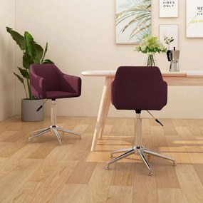 vidaXL Cadeiras de jantar giratórias 2 pcs tecido roxo