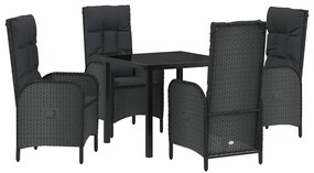 Conjunto de Jantar para Jardim 5 Peças em Rattan Sintético Preto