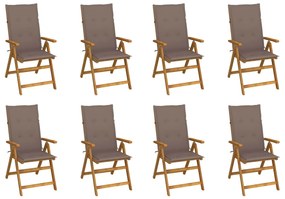 vidaXL Cadeiras de jardim dobráveis c/ almofadões 8 pcs acácia maciça