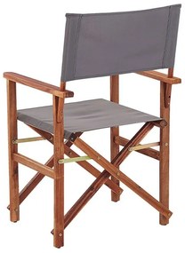 Conjunto 2 cadeiras madeira escura e 2 lonas cinzentas e padrão de folhas CINE Beliani