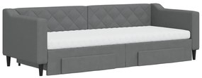 Sofá-cama c/ gavetão e gavetas 80x200 cm tecido cinzento-escuro