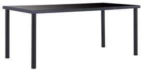 9 pcs conjunto de jantar couro artificial preto
