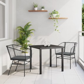 vidaXL Conjunto de 2 Preto e Cinza Escuro Rattan PE, Aço Revestido a Pó
