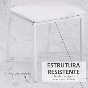 HOMCOM Conjunto de 4 Cadeiras de Sala de Jantar Estofadas com Pés de Metal Cadeiras Modernas para Cozinha Carga Máxima 41x50x91cm Branco