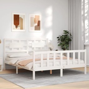 Cama sem colchão 160x200 cm madeira de pinho maciça branco