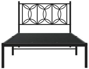 Estrutura de cama com cabeceira 100x200 cm metal preto