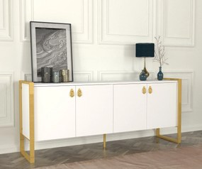 Aparador Lost – Branco e Dourado (180 x 77,6 x 44,5 cm) | Elegância e